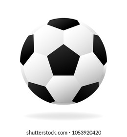 Soccer ball icon with shadow on white background vector illustrations