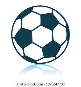 Icono de bola de fútbol. Diseño de reflexión de sombra. Ilustración vectorial.