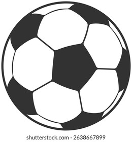 soccer ball icon in simple black style, football game symbol, flat vector illustration isolated on transparent background