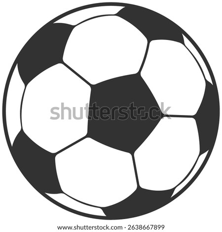 soccer ball icon in simple black style, football game symbol, flat vector illustration isolated on transparent background