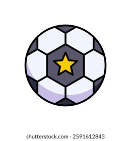 Soccer Ball Icon with Star Symbol Central Design Over White Background