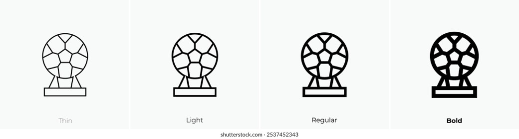 Fußballsymbol. Dünnes, helles Design im regulären und kühlen Stil, einzeln auf weißem Hintergrund