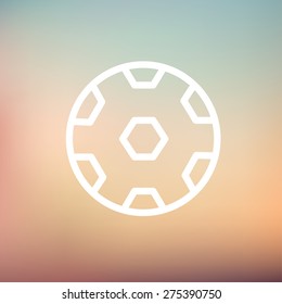 Soccer ball icon thin line for web and mobile, modern minimalistic flat design. Vector white icon on gradient mesh background.