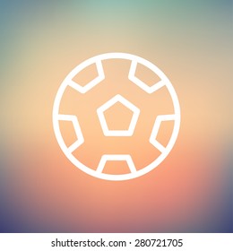 Soccer ball icon thin line for web and mobile, modern minimalistic flat design. Vector white icon on gradient mesh background.