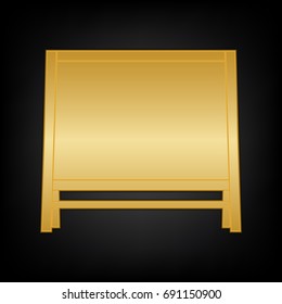 Soccer ball icon. Vector. Golden icon on blackish background.