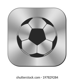 soccer ball icon - vector metal button