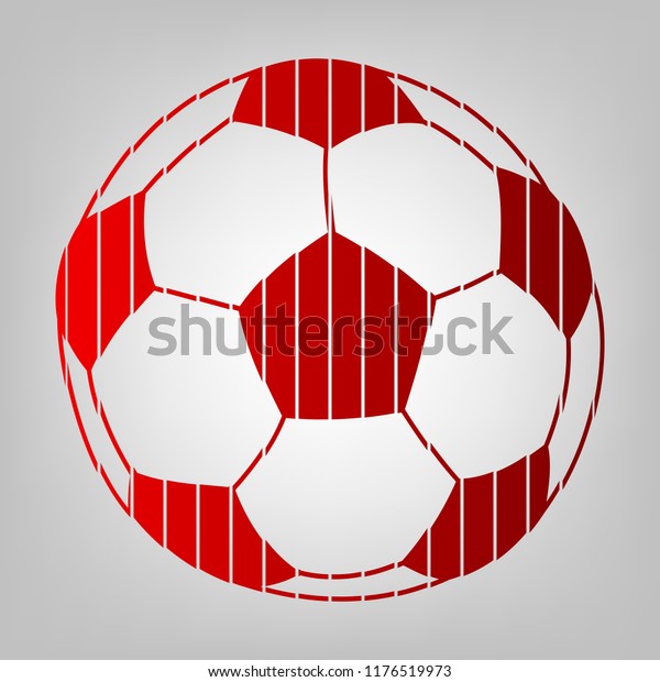 Soccer\
ball icon. Vector. Vertically divided icon with colors from reddish\
gradient in gray background with light in\
center.