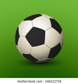 Soccer ball icon white and black color, in green background