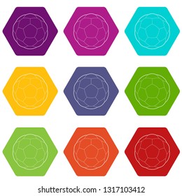 Soccer ball icons 9 set coloful isolated on white for web