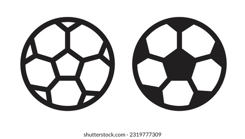 Soccer ball icons. Simple football outline vector icons