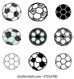 soccer ball icons vector set