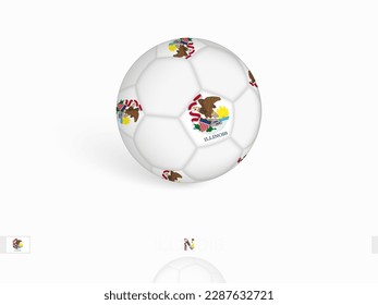 Soccer ball with the Illinois flag, football sport equipment. Vector illustration.