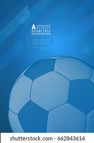 Soccer ball illustration on stripe line speed background with blue color tone