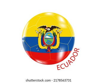 A soccer ball with the image of the flag of Ecuador.Vector illustration of a soccer ball.