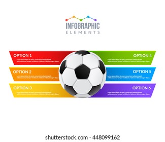 Soccer ball infographic elements. 6 options for your text. Eps10 vector.