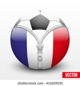 Soccer ball inside France symbol. Vector sport Illustration. Isolated.