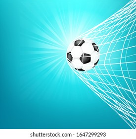 Soccer ball into the net. Goal
