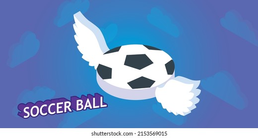 Soccer ball isometric design icon. Vector web illustration. 3d colorful concept