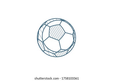 soccer ball isometric icon. 3d vector illustration. Isolated line art technical drawing. Editable stroke