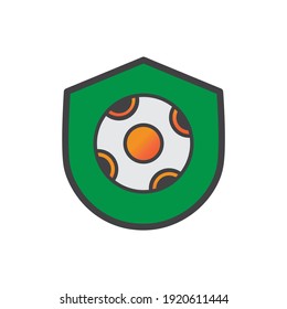 soccer ball iwth shield illlustration design. soccer ball iwth shield icon isolated on white background. ready use vector.