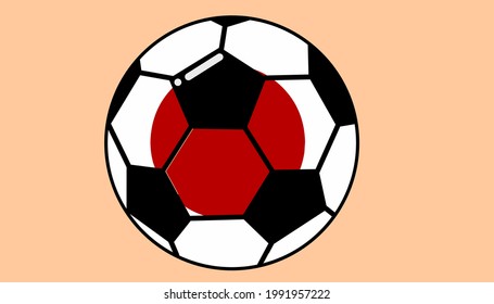 Soccer ball with japan flag pattern