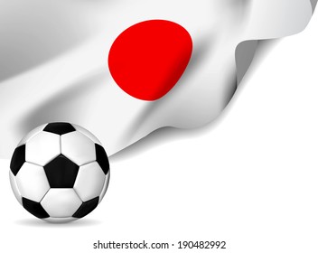 Soccer ball with japan flag.  Vector illustration