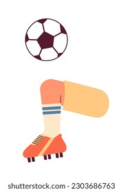 Baloncesto de fútbol balancea una pata de primera visión semi-plana y colorida vector. Campo de entrenamiento. Juego divertido. Practican los ejercicios de fútbol. Viste de cierre editable en blanco. Ilustración simple de dibujos animados para el diseño gráfico web