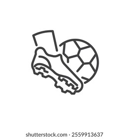 Soccer Ball Kick line icon. linear style sign for mobile concept and web design. Foot kick ball outline vector icon. Symbol, logo illustration. Vector graphics