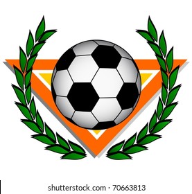 Soccer ball with laurel wreath