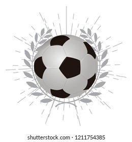 Soccer ball with laurel wreath. Vector illustration design