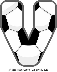 Soccer Ball Letter Vector Element Alphabet V