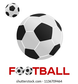 Soccer ball. Lettering Football. Fool color vector illustration in flat style isolated on white background.