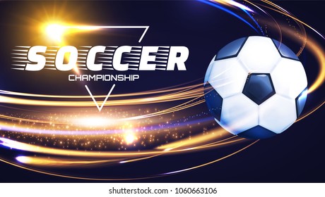 Soccer Ball with Light Effects. Football Power Design. Vector illustration