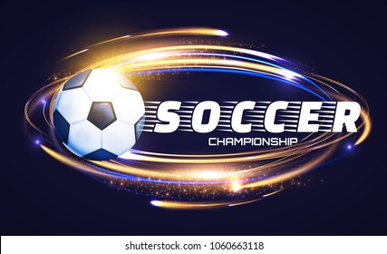 Soccer Ball with Light Effects. Football Power Design. Vector illustration