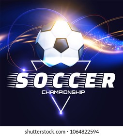 Soccer Ball with Light Effects. Football Power Design. Vector illustration