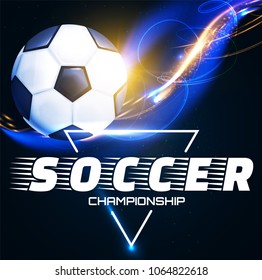 Soccer Ball with Light Effects. Football Power Design. Vector illustration
