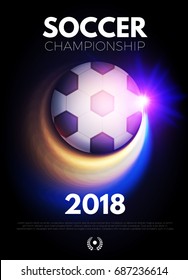 Soccer Ball with Light Effects. Poster Template. Vector illustration 
