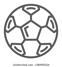 Soccer ball line icon, sport and equipment, football ball sign, vector graphics, a linear pattern on a white background, eps 10.