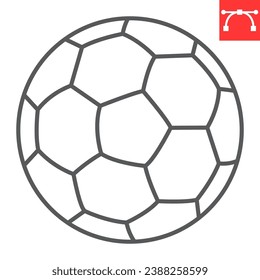 Soccer ball line icon, sport and game, football field vector icon, vector graphics, editable stroke outline sign, eps 10.