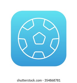 Soccer ball line icon for web, mobile and infographics. Vector white icon on the blue gradient square with rounded corners isolated on white background.
