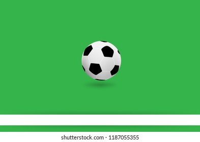 soccer ball with line on soccer field for background. Vector illustration.