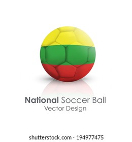 Soccer ball of Lithuania over white background