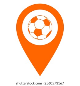 Soccer ball and location pin on white