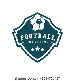 Soccer ball logo for team sports football. Football logo, badge or emblem. Vector illustration.