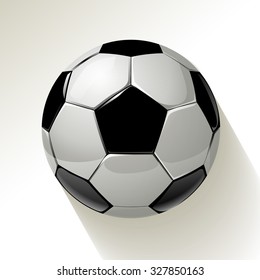 Soccer ball with long shadow on a white background. Vector illustration.