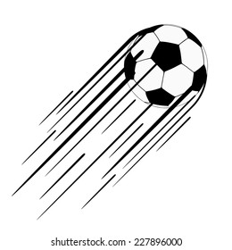 Soccer Ball  With A Long Speed Trail Behind It, Vector Illustration