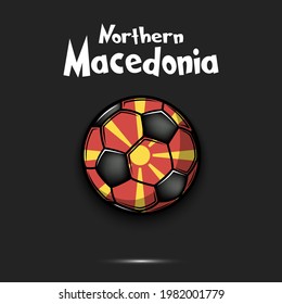 Soccer ball with Macedonian national flag colors. Flag of Northern Macedonia in the form of a soccer ball made on an isolated background. Design pattern for football tournament. Vector illustration