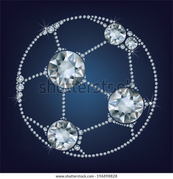 Soccer Ball Made Diamonds On Black Stock Vector (Royalty Free) 196898828