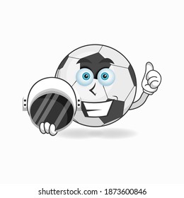 The Soccer Ball mascot character becomes an astronaut. vector illustration