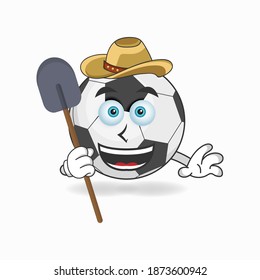 The Soccer Ball mascot character becomes a farmer. vector illustration